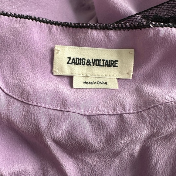Zadig & Voltaire purple lace trimmed camisole cami AS IS M - Picture 5 of 9